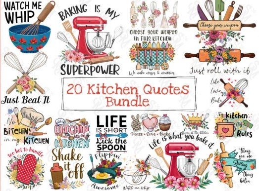 Kitchen Quotes Bundle Clipart PNG