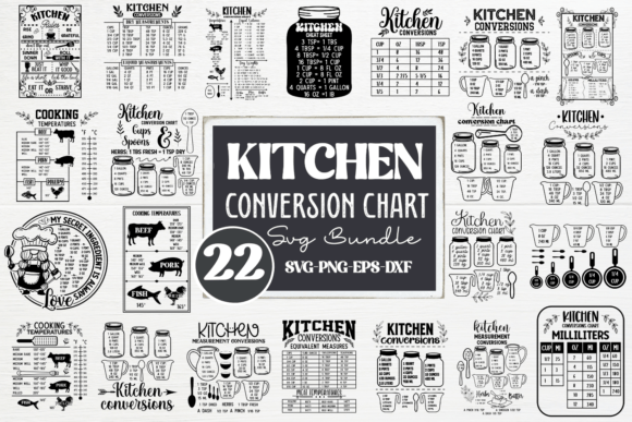 Kitchen Conversion Chart SVG Bundle
