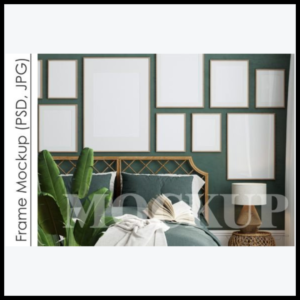 Gallery Wall Mockup in Bedroom Interior