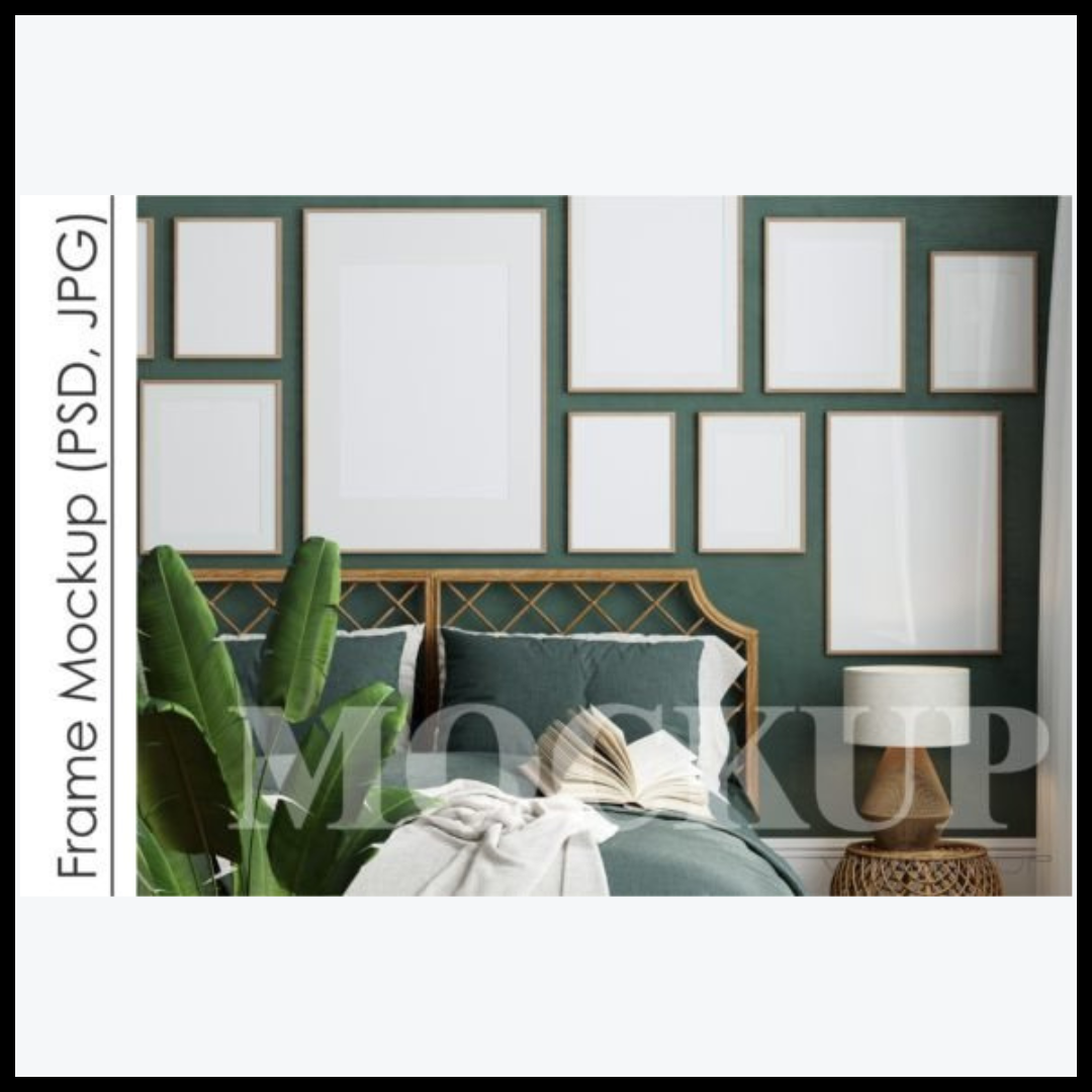 Gallery Wall Mockup in Bedroom Interior